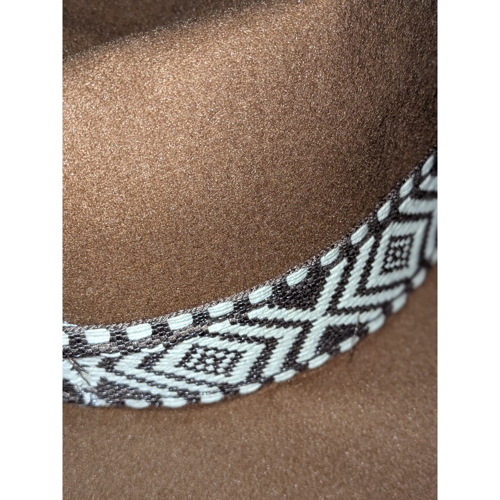 Joyfolie Maye Wide Brim Fedora Hat Cinnamon Brown Aztec Band‎ Boho Women's NEW - Picture 7 of 9
